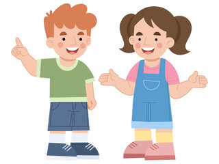 Boy and girl talking to each other vector illustration
