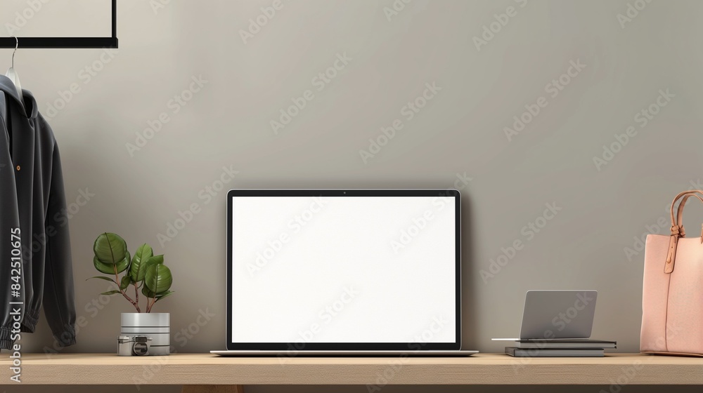 Poster a desktop computer on a desk.