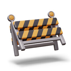 Safety road barrier, portable fence. Collapsible barricade for repair work