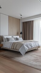 A Vertical Image With A Modern Cozy Bedroom With Aesthetically Pleasing Furnishings.