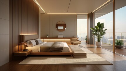 A Modern Cozy Bedroom With Aesthetically Pleasing Furnishings.