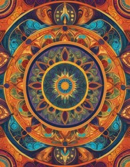 a painting of a flower with many colors