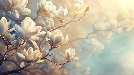 beautiful blooming magnolia tree flower in the garden : Generative AI