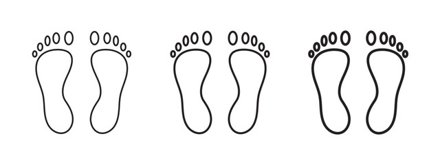 foot prints on white background Baby footprint vector feet icon Baby arrival card. vector illustration icon editable stroke, sign, symbol outline line button isolated on white