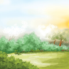 Fototapeta premium Landscape drawing.