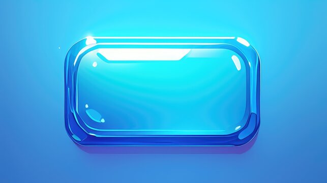 A fun cartoon rendition of a blue rectangle button icon designed specifically for web use