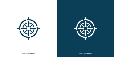Compass Target Logo Designs. Compass and Target Symbol. Navigation Logo, Icon, Symbol, Vector, Design Template. © oinbrand