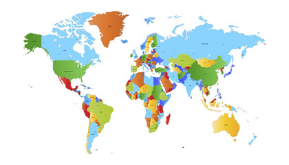World map. Modern color vector map. Silhouette map.	