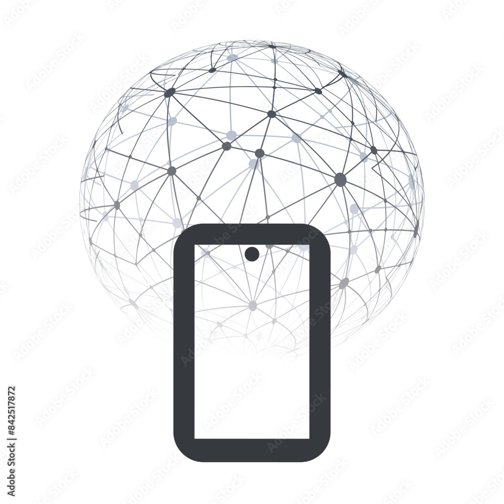 Poster abstract cloud computing and global network connections concept design with mesh globe, wireless mob
