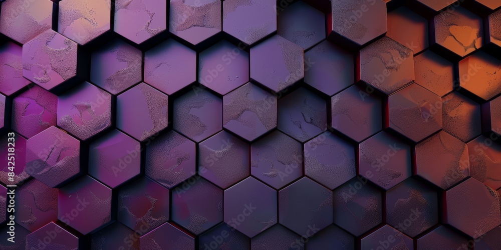 Poster featuring a modern and artistic design, this hexagonal pattern showcases vibrant gradient colors of 