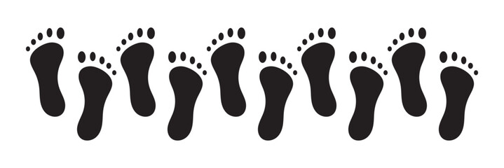 Step footprints paths. footstep prints and shoe steps . shoe tread footprints vector illustration isolated on white background. Editable vector illustration.