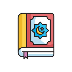 Islamic Book icon design with white background stock illustration