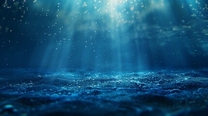 Blue gradient background, blurry light and shadow effects, dark blue tones.