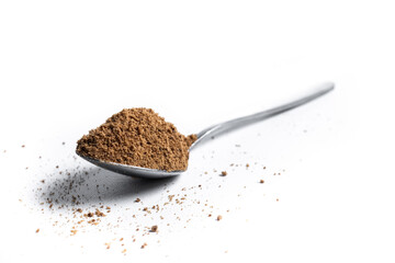 Coconut palm sugar isolated on white background