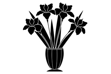 iris flower vase silhouette vector illustration