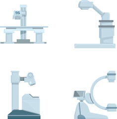 Collection of vector illustrations featuring various medical imaging machines