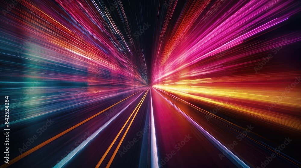 Aufkleber vivid abstract particles traveling at high speed creating a sense of fast motion and color diversity