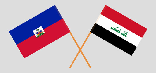 Crossed flags of Haiti and Iraq. Official colors. Correct proportion