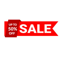 Red Sale Label Up to 50% off banner design