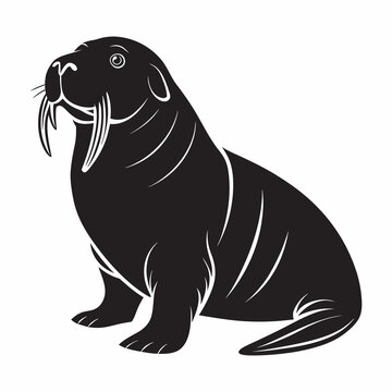 recommend clip art: walrus vector silhouette black colour white background