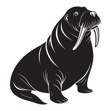 recommend clip art: walrus silhouette black white vector illustration
