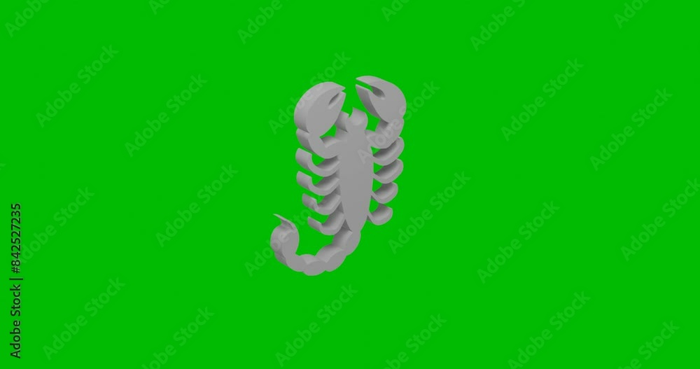 Poster animation of rotation of a white scorpio symbol with shadow. simple and complex rotation. seamless l