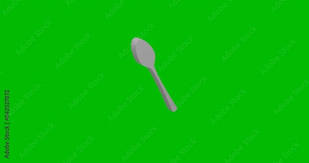Poster animation of rotation of a white spoon with shadow. simple and complex rotation. seamless looped 4k 