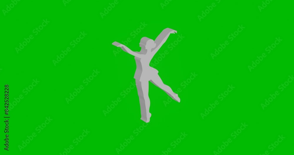 Poster animation of rotation of a white dancing girl symbol with shadow. simple and complex rotation. seaml