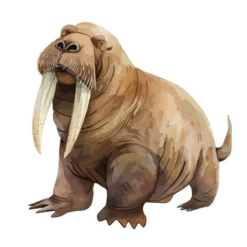 recommend clip art: Watercolor drawing vector of a walrus, isolated on a white background, clipart image, Illustration painting, design art, walrus vector, Graphic logo, drawing clipart. 