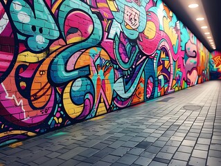 background with colorful graffiti and bold patterns with spotlight