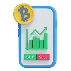 bitcoin investment chart app 3d crypto icon illustration