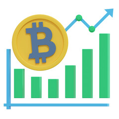 bitcoin trading chart 3d crypto icon illustration