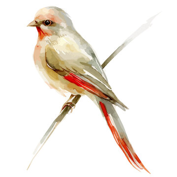 recommend clip art: Watercolor vector of a hermit bird (Hermit thrush), isolated on a white background, design art, drawing clipart, Illustration painting, Graphic logo, hermit bird vector 