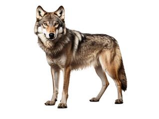 a wolf standing on a white background