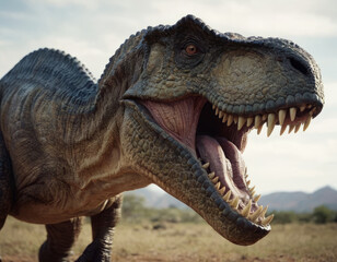 Obraz premium Un dinosauro con corna caratteristiche è mostrato mentre si prepara a lanciare un attacco. 