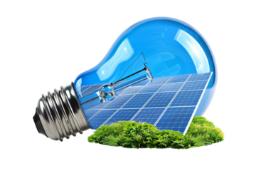 a light bulb with a solar panel inside