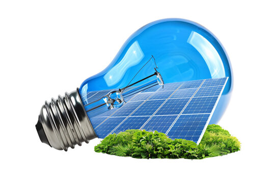 a light bulb with a solar panel inside