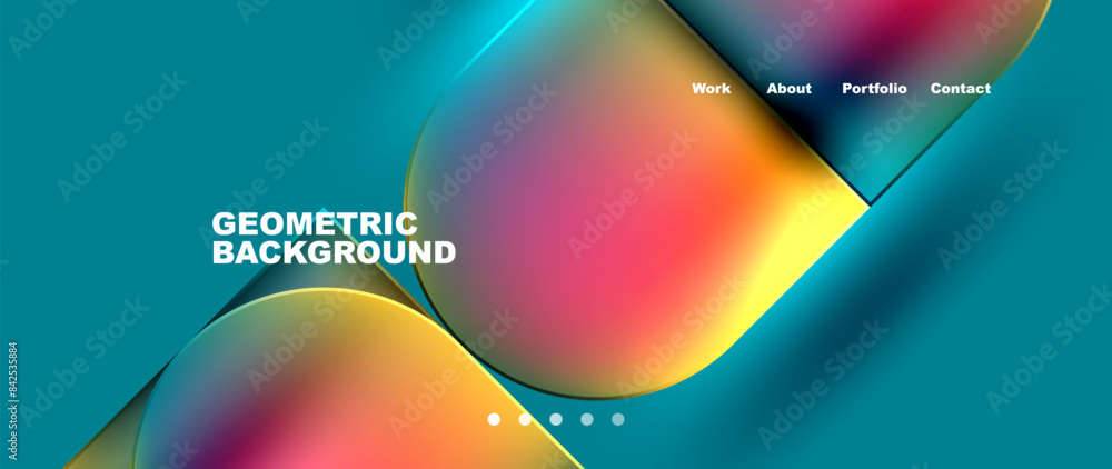 Aufkleber bright colorful squares with round elements minimal geometric background. vector illustration for wa