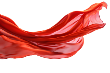 a red fabric in the air