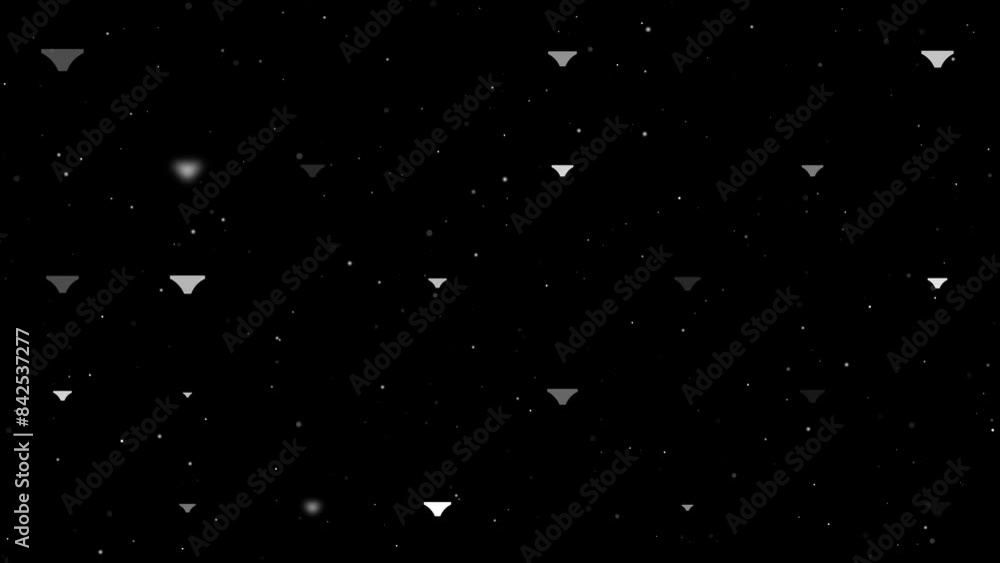 Poster template animation of evenly spaced women's underpants symbols of different sizes and opacity. anima