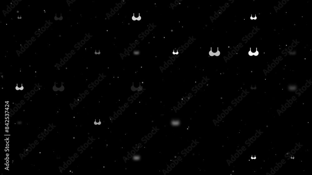 Poster template animation of evenly spaced bra symbols of different sizes and opacity. animation of transpa