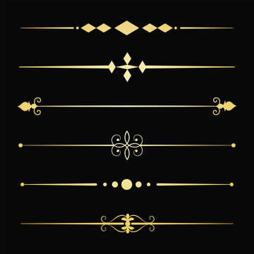 Text devider set, gold line minimal separators, elegant doodlle borders, decorative elements, decorative lines. (B)