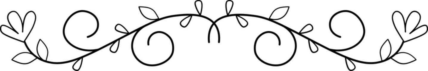 Hand drawn text divider isolated on white background. Floral text divider. Vintage.