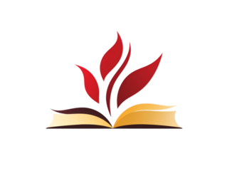 a book with a red and yellow leaf