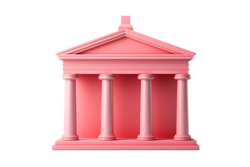 a pink building with columns