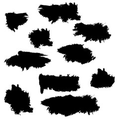 Fototapeta premium Set of vector paint brush stroke, ink splatter and artistic design elements. Vector paintbrush set. Dirty watercolor texture, background, set of splashes creative shape for social media. Abstract.