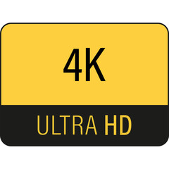 4K Ultra HD Resolution. 4K Ultra HD Label. High Technology Icon