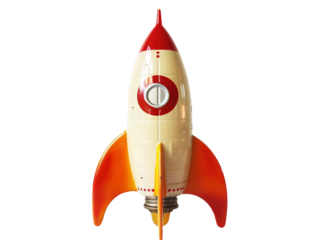 a toy rocket on a white surface