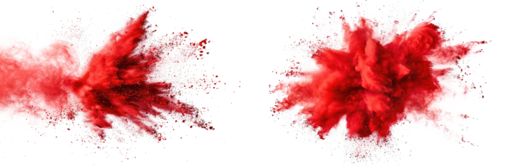 red powder pulver explosion isolated on white or transparent png