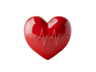 a red heart with a line of pulse
